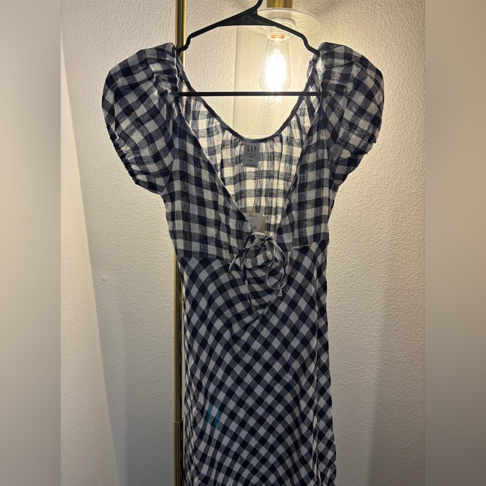 GAPxDÔEN Navy and White Checkered Dress